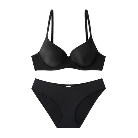Conjunto de sujetador y bragas de realce con forro fino y liso de Color sólido, lencería Sexy hermosa íntima