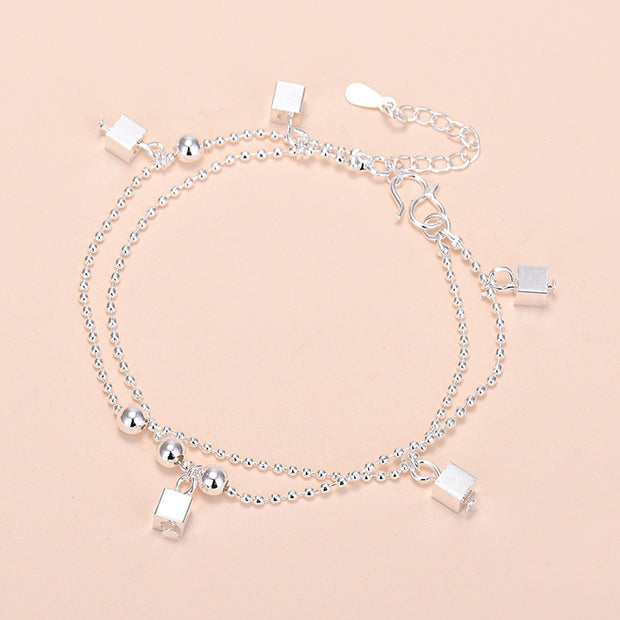 925 Sterling Silver Lucky Bead Charm Bracelet For Women Chain Round Bangles Fashion Luxury Quality Jewelry Christmas Accessories