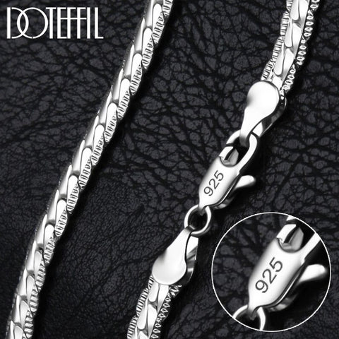 DOTEFFIL 925 Sterling Silver 6mm Side Chain Necklace-Bracelet for Woman-Men
