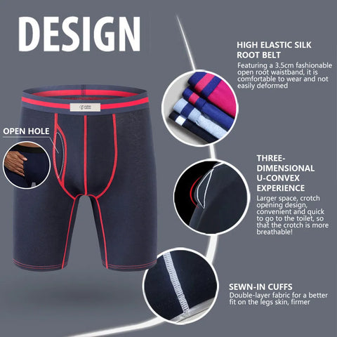 Ropa interior de algodón para hombre de invierno, calzoncillos tipo bóxer alargados deportivos para hombre, bolsa de soporte completo transpirable elástica abierta
