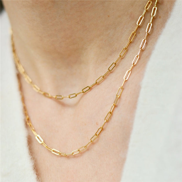14K Gold Filled Necklace Handmade Gold Chain Collier Women