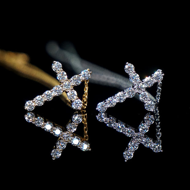 BOEYCJR 925 Silver D color 1.1ct 3mm Moissanite VVS1 Cross Pendant Necklace for Women or Men