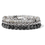 Men Bracelet Set Labradorite Hematite Bracelet Lava Tiger Eye Wrap Charm Bracelet Energy Protection Wristbands Pulsera Hombre
