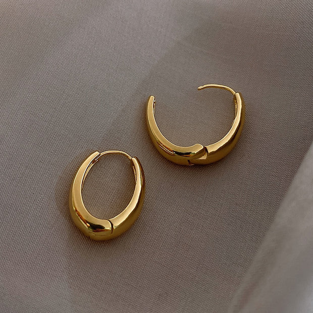New Alloy Smooth Metal Hoop Earrings For Woman Fashion Jewelry Temperament Girl's Daily Wear Earrings