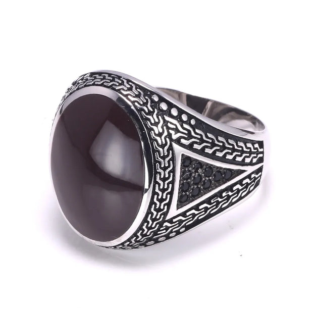 Real Pure Men's Rings Silver 925 Big Turkish Rings For Men With Color Stones Jewlery
