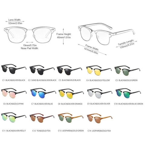 FUQIAN Classic Sunglasses Polarized Men Retro Square Rivet Sunglasses Women Male Driving Glasses UV400
