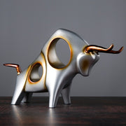 ERMAKOVA Cattle Statue Ox Home Decor Living Room Bull Sculpture Wine TV Cabinet Ornament Crafts Abstract Animal Figurine