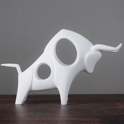 ERMAKOVA Cattle Statue Ox Home Decor Living Room Bull Sculpture Wine TV Cabinet Ornament Crafts Abstract Animal Figurine