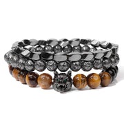 Men Bracelet Set Labradorite Hematite Bracelet Lava Tiger Eye Wrap Charm Bracelet Energy Protection Wristbands Pulsera Hombre
