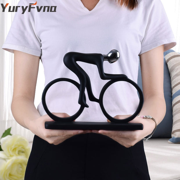 Bicycle Statue Cyclist Sculpture Modern Abstract Art Athlete Home Decor New Room Decoration