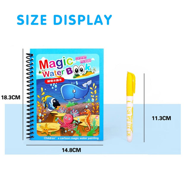 1 Uds. Libro mágico con dibujo en agua, juguetes Montessori, libro para colorear reutilizable, libro mágico con dibujo en agua, juguetes sensoriales para educación temprana