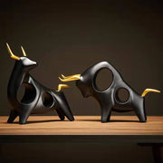 ERMAKOVA Cattle Statue Ox Home Decor Living Room Bull Sculpture Wine TV Cabinet Ornament Crafts Abstract Animal Figurine