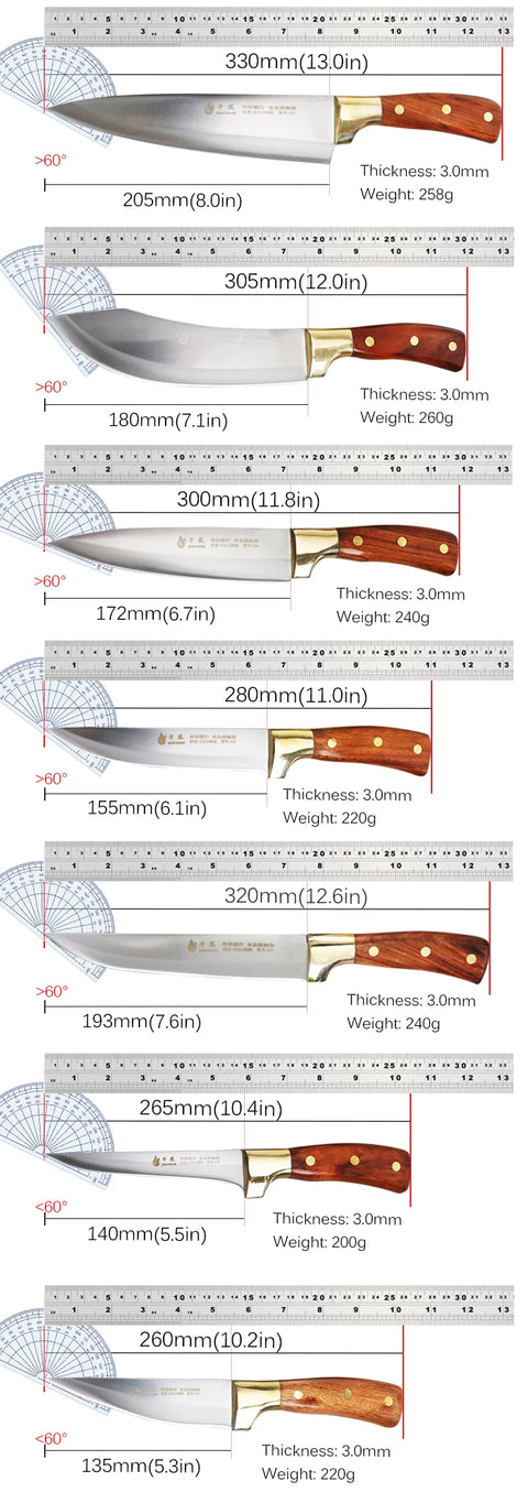 Hight Carbon Japanese Steel Butcher Chef Kitchen Knife Set with Gift Box