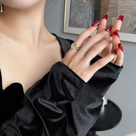 New Zircon Circle Open Ring For Woman Sexy Finger Accessories Fashion Jewelry Wedding Unusual Rings