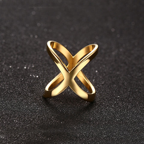 Stainless Steel Modern Wrap Wide Ring for Women Geometric Finger Statement Ring Party Layered Chic Jewelry