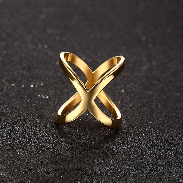 Stainless Steel Modern Wrap Wide Ring for Women Geometric Finger Statement Ring Party Layered Chic Jewelry