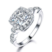 UMCHO  Real S925 Sterling Silver Rings for Women Blue Topaz Ring Gemstone Aquamarine Cushion  Romantic Gift Engagement Jewelry