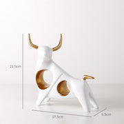 ERMAKOVA Cattle Statue Ox Home Decor Living Room Bull Sculpture Wine TV Cabinet Ornament Crafts Abstract Animal Figurine