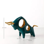 ERMAKOVA Cattle Statue Ox Home Decor Living Room Bull Sculpture Wine TV Cabinet Ornament Crafts Abstract Animal Figurine