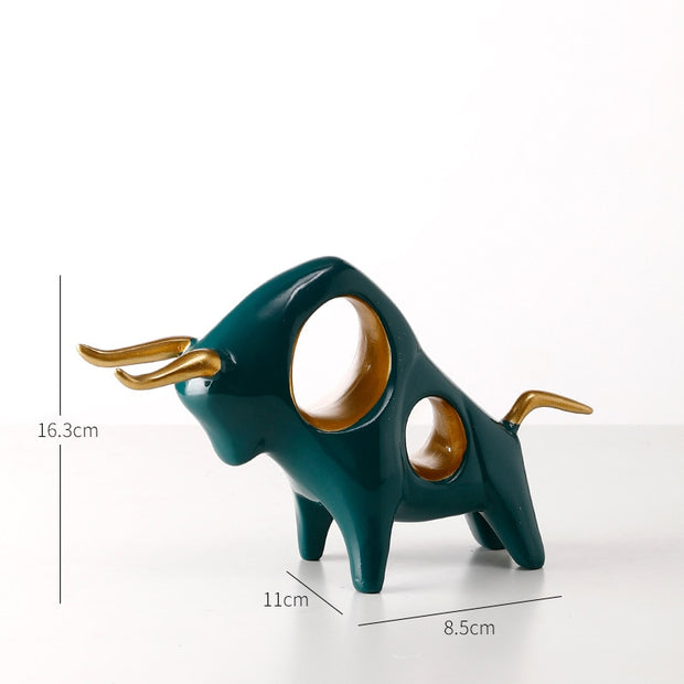 ERMAKOVA Cattle Statue Ox Home Decor Living Room Bull Sculpture Wine TV Cabinet Ornament Crafts Abstract Animal Figurine