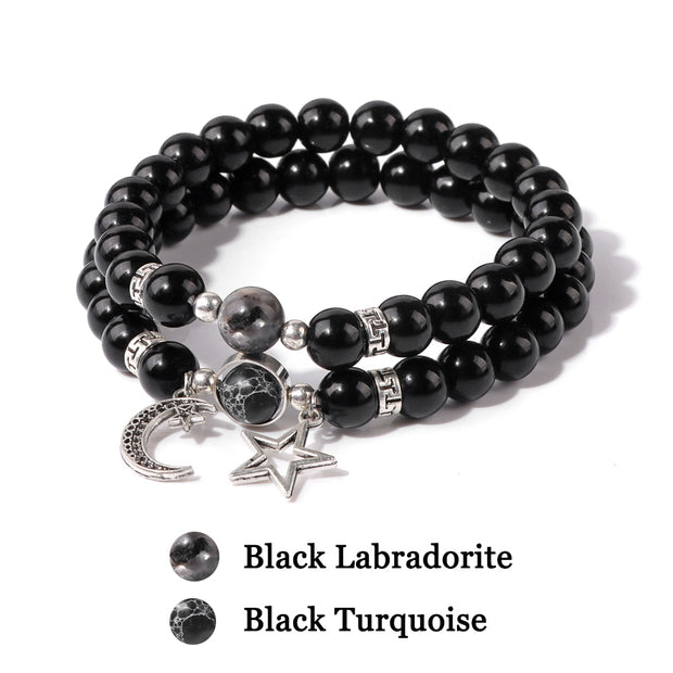 Men Bracelet Set Labradorite Hematite Bracelet Lava Tiger Eye Wrap Charm Bracelet Energy Protection Wristbands Pulsera Hombre