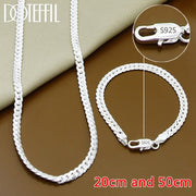 DOTEFFIL 925 Sterling Silver 6mm Side Chain Necklace-Bracelet for Woman-Men