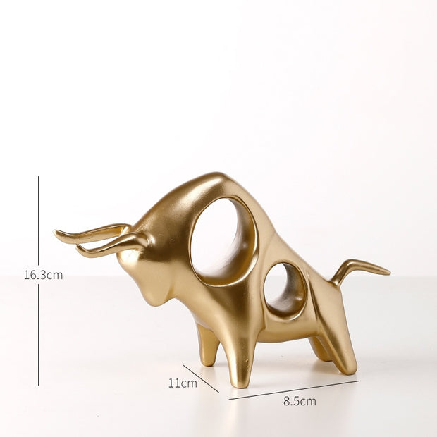 ERMAKOVA Cattle Statue Ox Home Decor Living Room Bull Sculpture Wine TV Cabinet Ornament Crafts Abstract Animal Figurine
