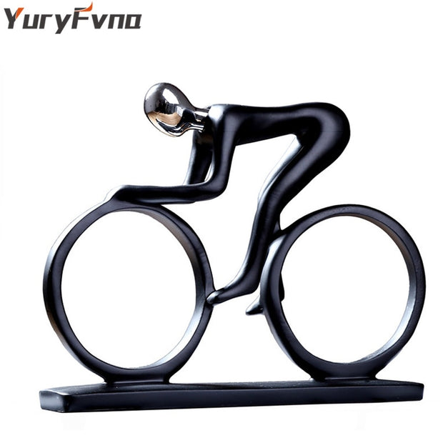 Bicycle Statue Cyclist Sculpture Modern Abstract Art Athlete Home Decor New Room Decoration