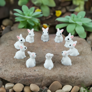 10 Pcs Lovely Miniature Garden Mini Rabbit Resin Fairy Ornament Flower Plant Pot Home