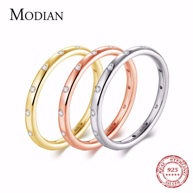 New Style Solid 925 Sterling Silver Simple Fashion Female Engagement Finger Ring Jewelry Stackable Classic For Women