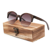 Semi-Rimless Sunglasses Fashion Pure Bamboo Men Polarized Shades For Women UV400