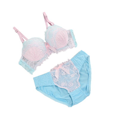 Conjunto de sujetador de encaje, lencería sexy, sujetador y bragas florales cómodos, aro push-up, correas ajustadas