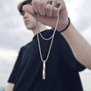 Brand New Fashion Black Rectangle Pendant Necklace Men Trendy Simple Stainless Steel Chain Jewelry