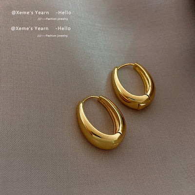 New Alloy Smooth Metal Hoop Earrings For Woman Fashion Jewelry Temperament Girl's Daily Wear Earrings
