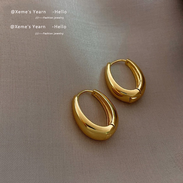 New Alloy Smooth Metal Hoop Earrings For Woman Fashion Jewelry Temperament Girl's Daily Wear Earrings
