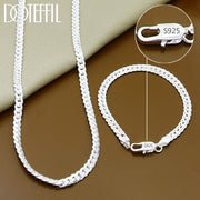 DOTEFFIL 925 Sterling Silver 6mm Side Chain Necklace-Bracelet for Woman-Men