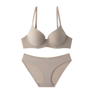 Conjunto de sujetador y bragas de realce con forro fino y liso de Color sólido, lencería Sexy hermosa íntima