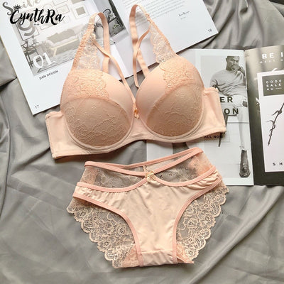 Lencería sujetador ropa interior sección sexy tamaño transpirable encaje push up sujetador y panty conjunto
