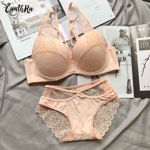 Lencería sujetador ropa interior sección sexy tamaño transpirable encaje push up sujetador y panty conjunto